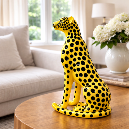Luxury Yellow Small Cheetah Statue | EnamorarDecor