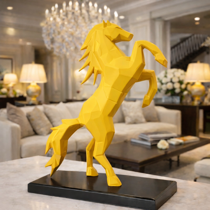 Royal Yellow Rearing Victory Ferrari Horse Statue | EnamorarDecor
