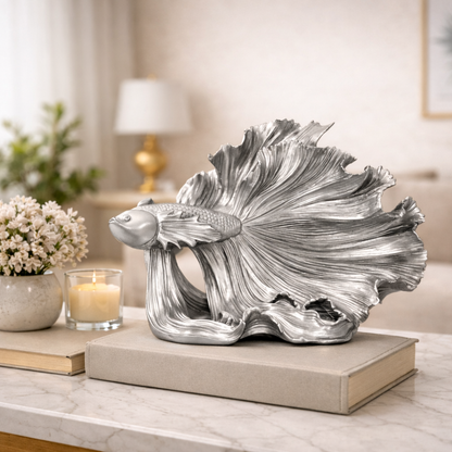 Luxury Silver Betta Fish Showpiece | EnamorarDecor