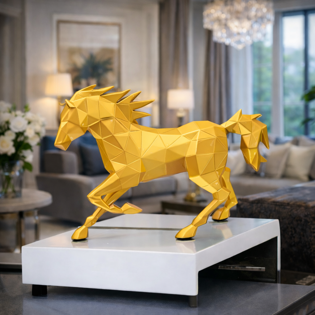 Luxury Golden Running Hercules Ferrari Horse | EnamorarDecor
