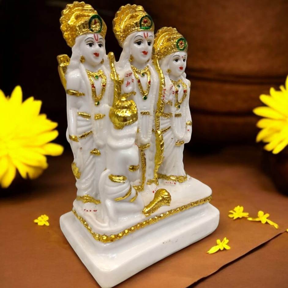 White Ram Darbar Small Marble Dust Statue | EnamorarDecor