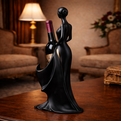 Luxury Black Wine Bottle Holder Lady | EnamorarDecor