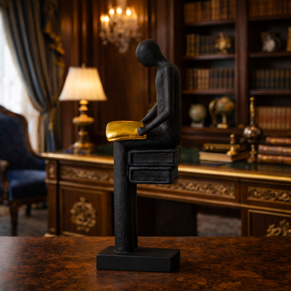 Luxury Black Reading Man Book Statue | EnamorarDecor