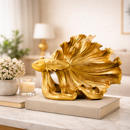 Luxury Golden Betta Fish Showpiece | EnamorarDecor