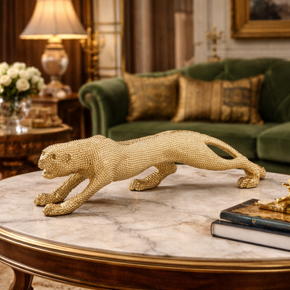 Luxury Golden Dotted Cheetah Long Sculpture | EnamorarDecor