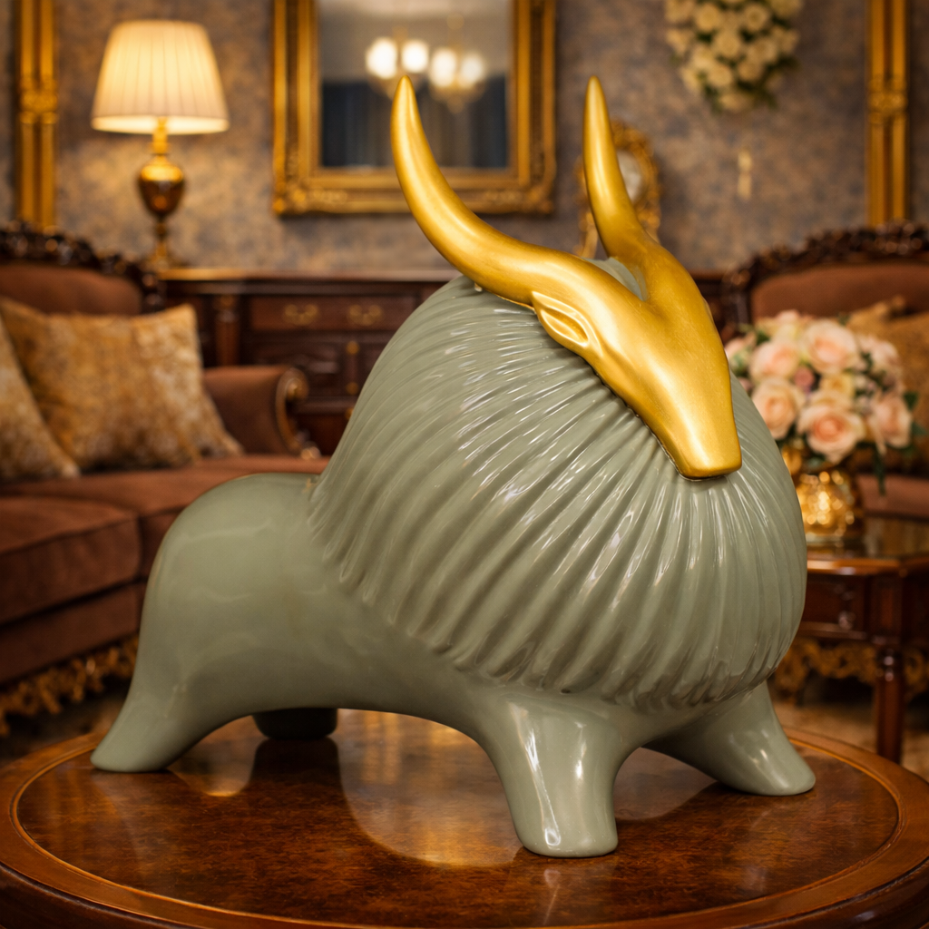 Luxury Greenish Yak Decor Statue | EnamorarDecor
