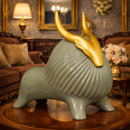Luxury Greenish Yak Decor Statue | EnamorarDecor