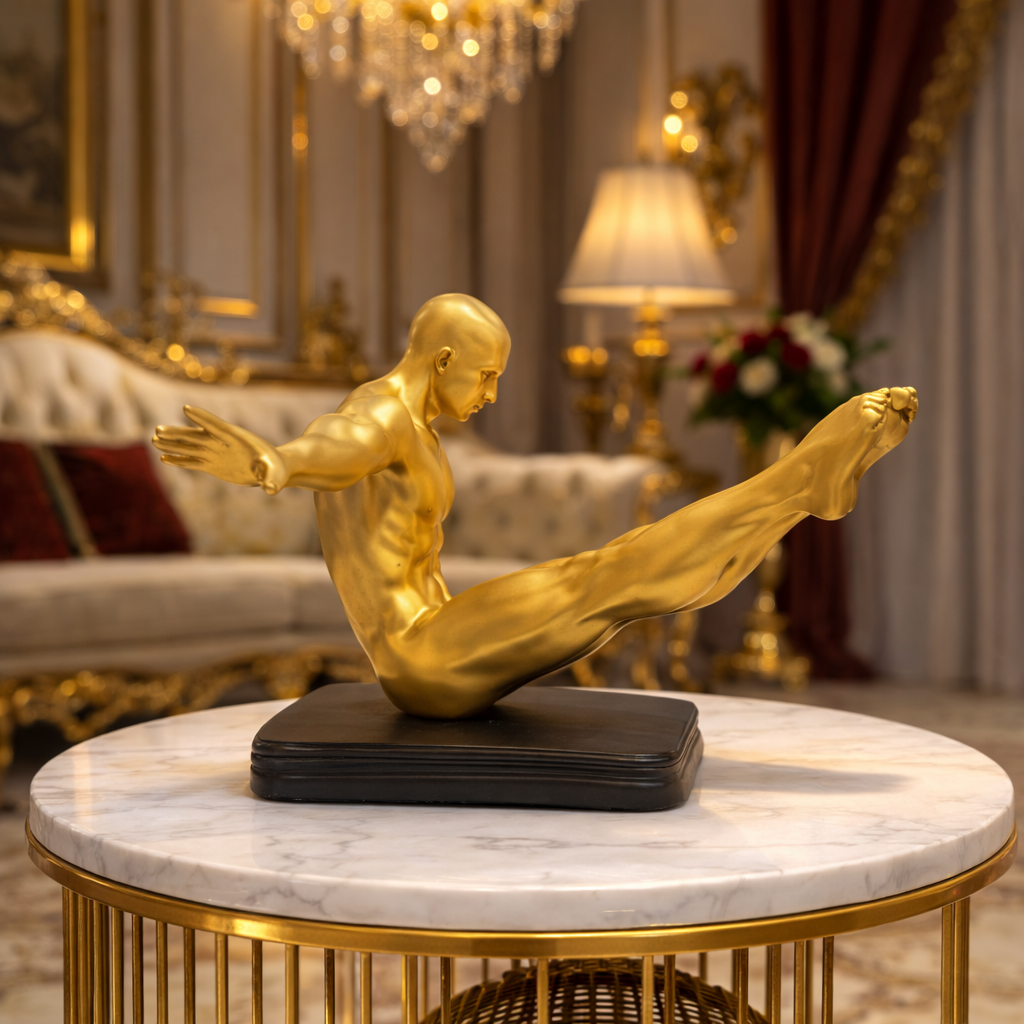 Luxury Golden Sitting Gymnast Decor Sculpture | EnamorarDecor