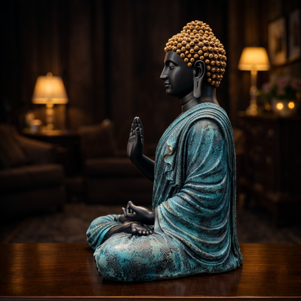 Luxury Big Black & Blue Buddha Statue | EnamorarDecor
