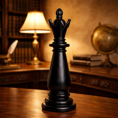 Luxury Black Chess Pieces King, Queen & Knight | EnamorarDecor