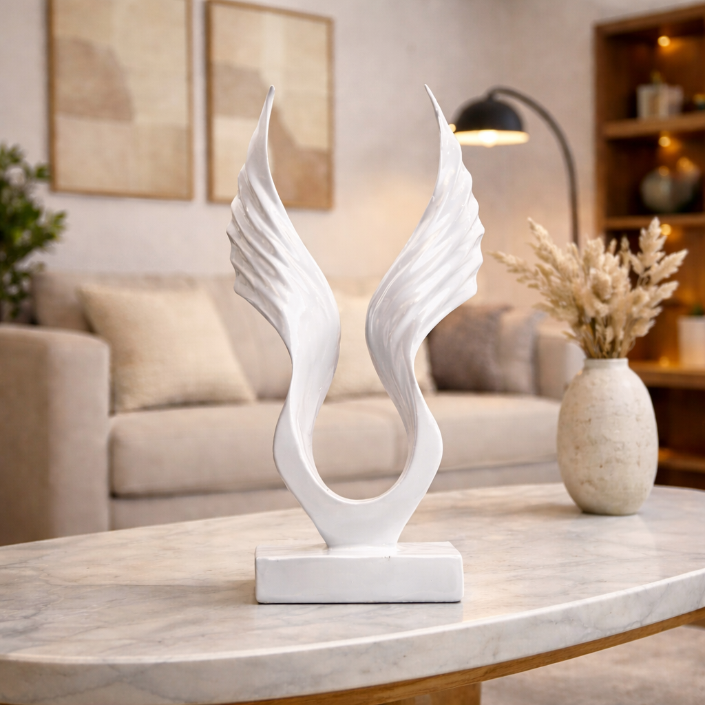 Luxury White Abstract Angel Wings Statue | EnamorarDecor