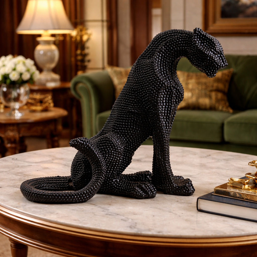 Luxury Black Dotted Sitting Cheetah Decor | EnamorarDecor