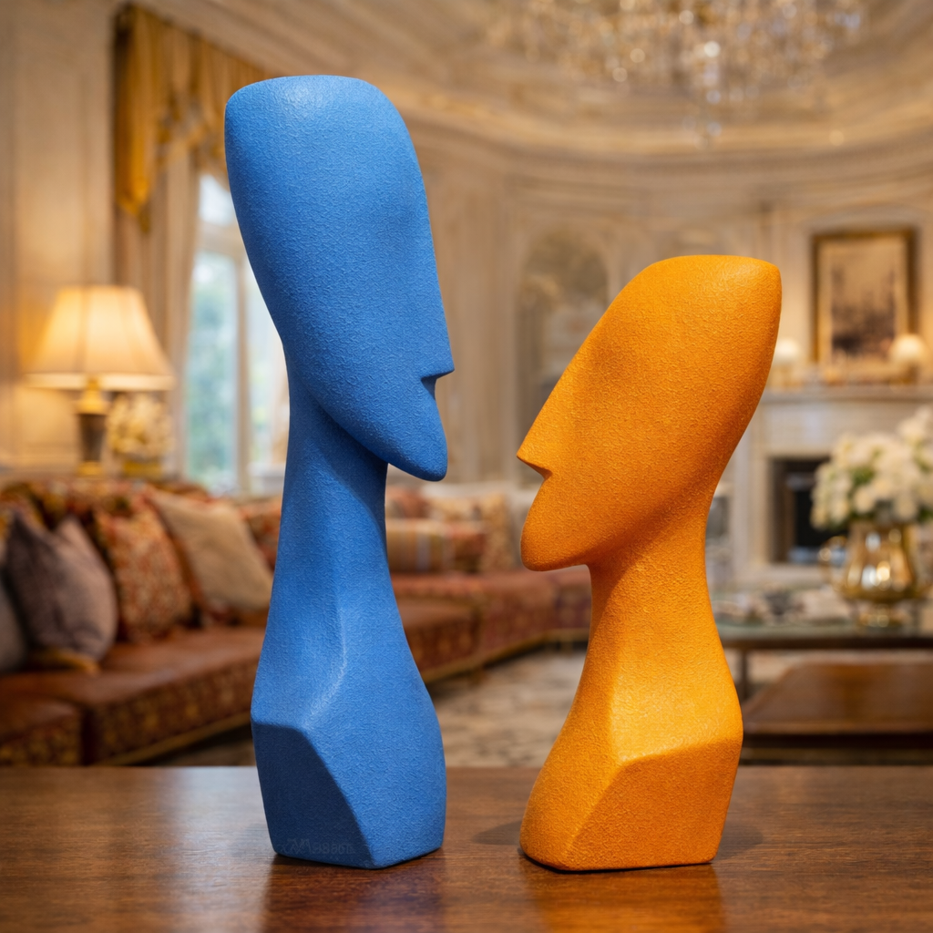 Luxury Blue & Orange Euro Face Decor Set | EnamorarDecor