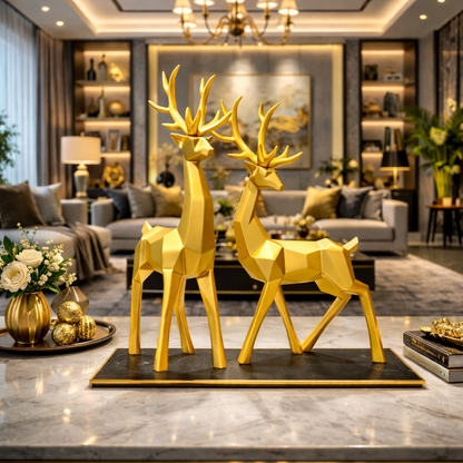 Luxury Golden Reindeer Set Showpiece | EnamorarDecor