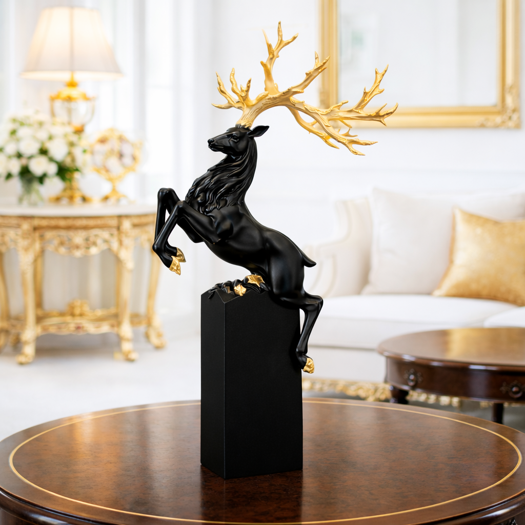 Luxury Black Deer Grandeur Showpiece | EnamorarDecor