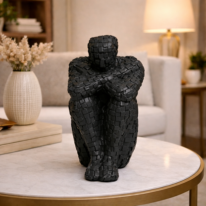 Luxury Black Mosaic Thinking Man Abstract Statue | EnamorarDecor