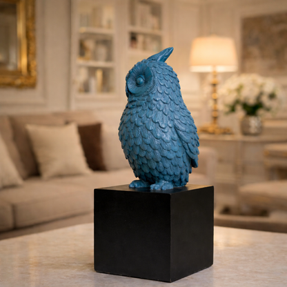 Luxury Blue Owl Decorative Statue | EnamorarDecor