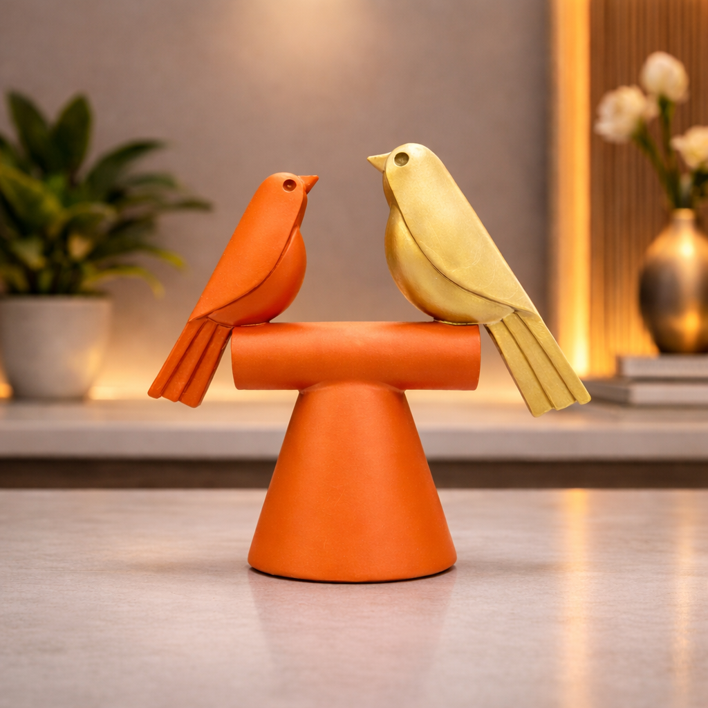 Luxury Orange & Gold Bird Nest Decor | EnamorarDecor