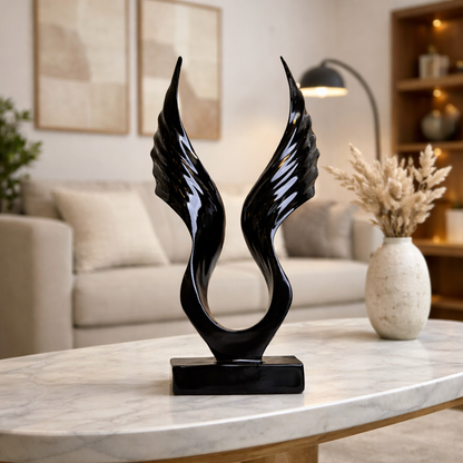 Luxury Black Abstract Angel Wings Statue | EnamorarDecor