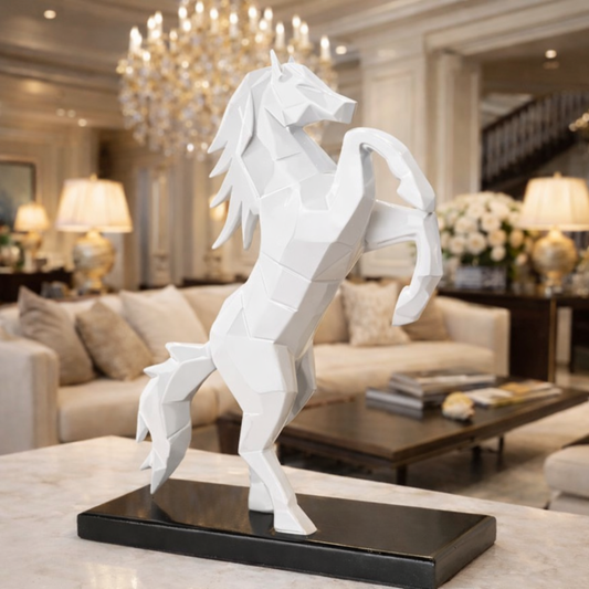 Royal White Rearing Victory Ferrari Horse Statue | EnamorarDecor