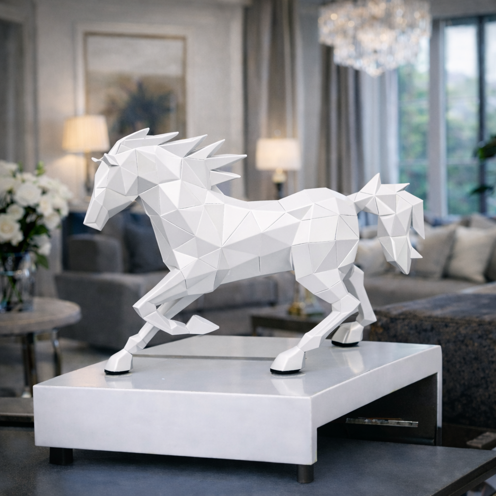 Luxury White Running Hercules Ferrari Horse | EnamorarDecor