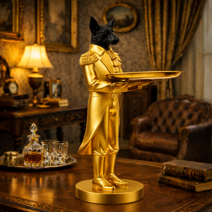 Luxury Golden Wolf Decor with Tray Statue | EnamorarDecor