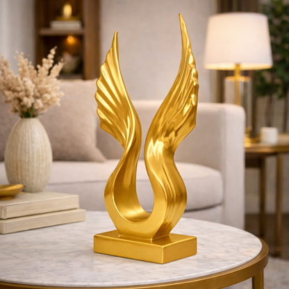 Luxury Golden Abstract Angel Wings Statue | EnamorarDecor