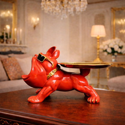 Luxury Orange French Bulldog Statue & Key Tray | EnamorarDecor