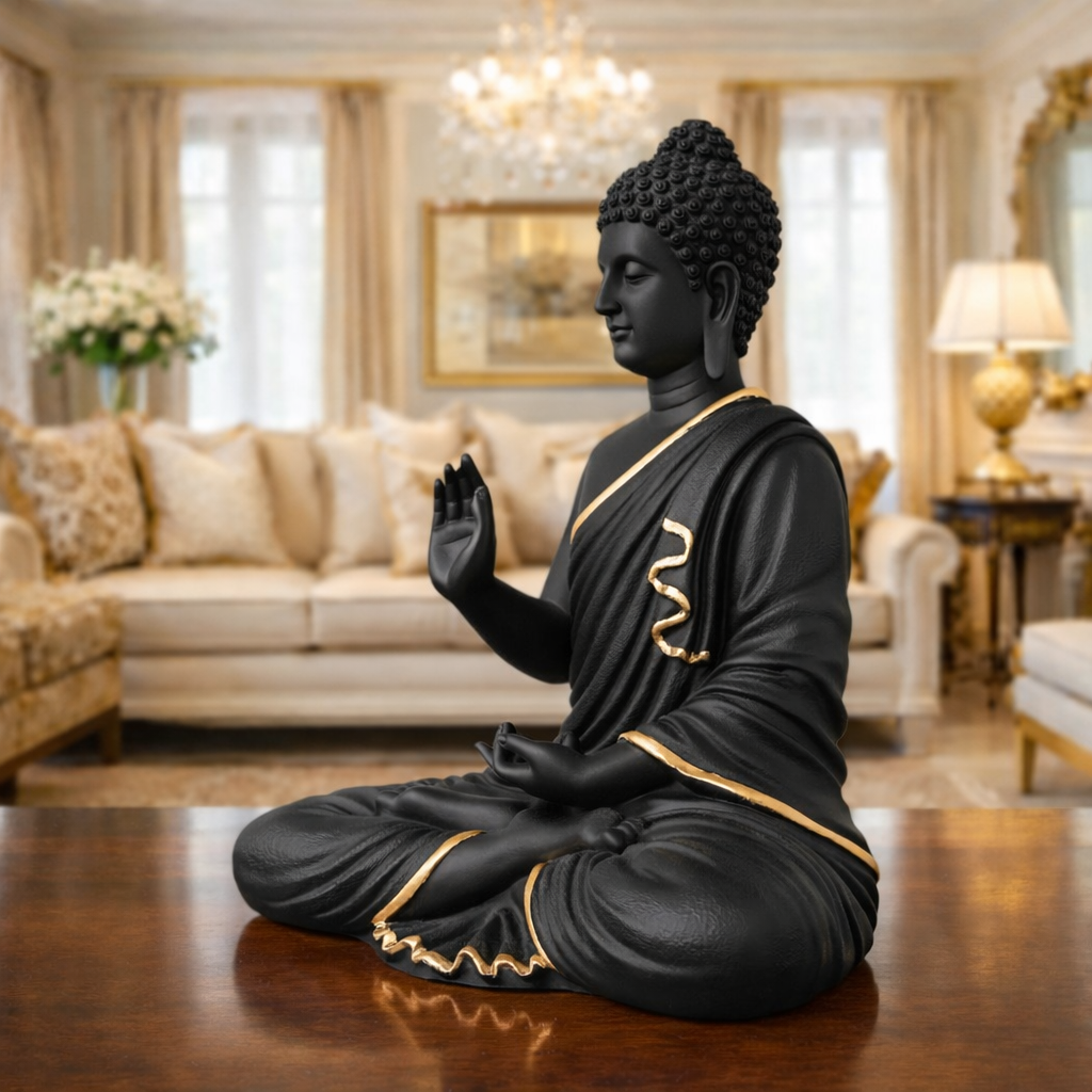 Luxury Big Black & Golden Buddha Statue | EnamorarDecor