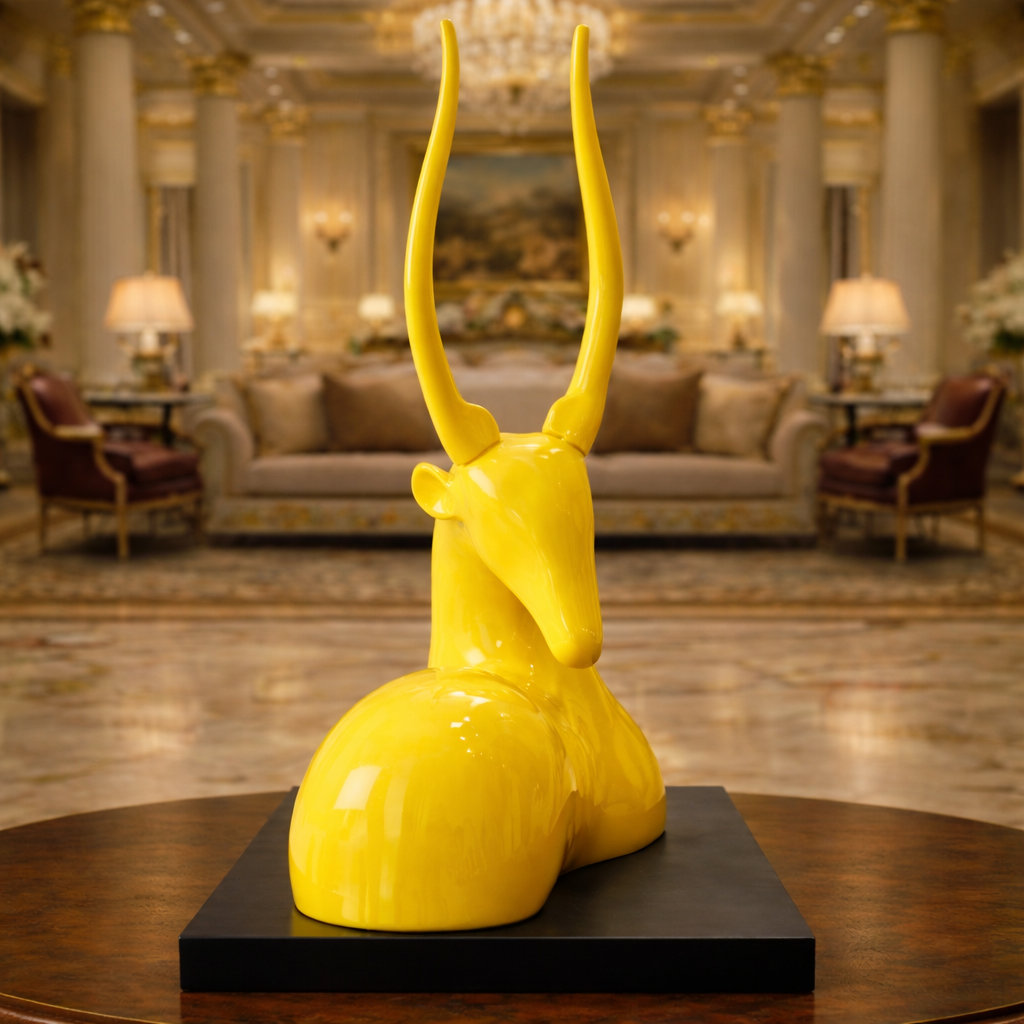 Luxury Yellow Big Deer Statement Decor | EnamorarDecor