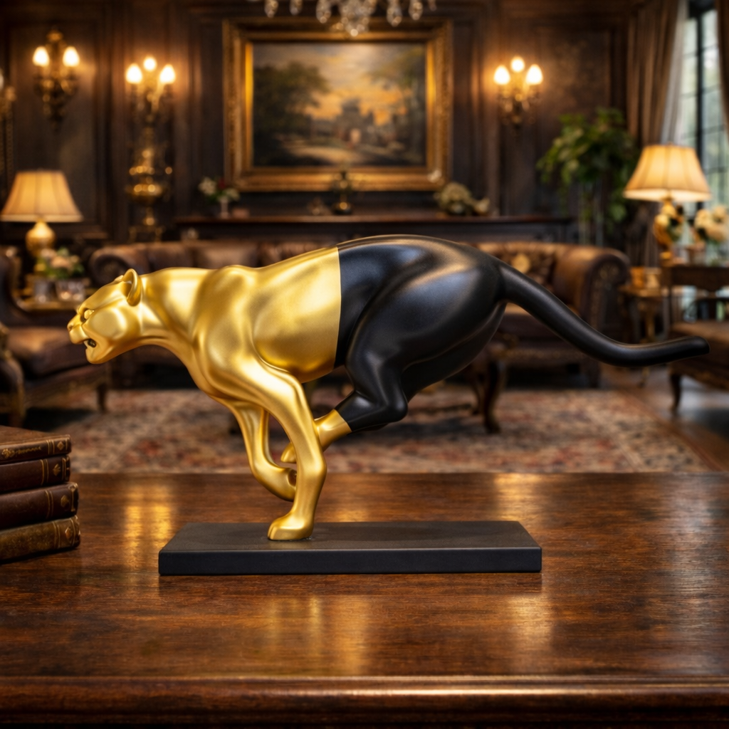 Luxury Black Leap of Life Panther Statue | EnamorarDecor