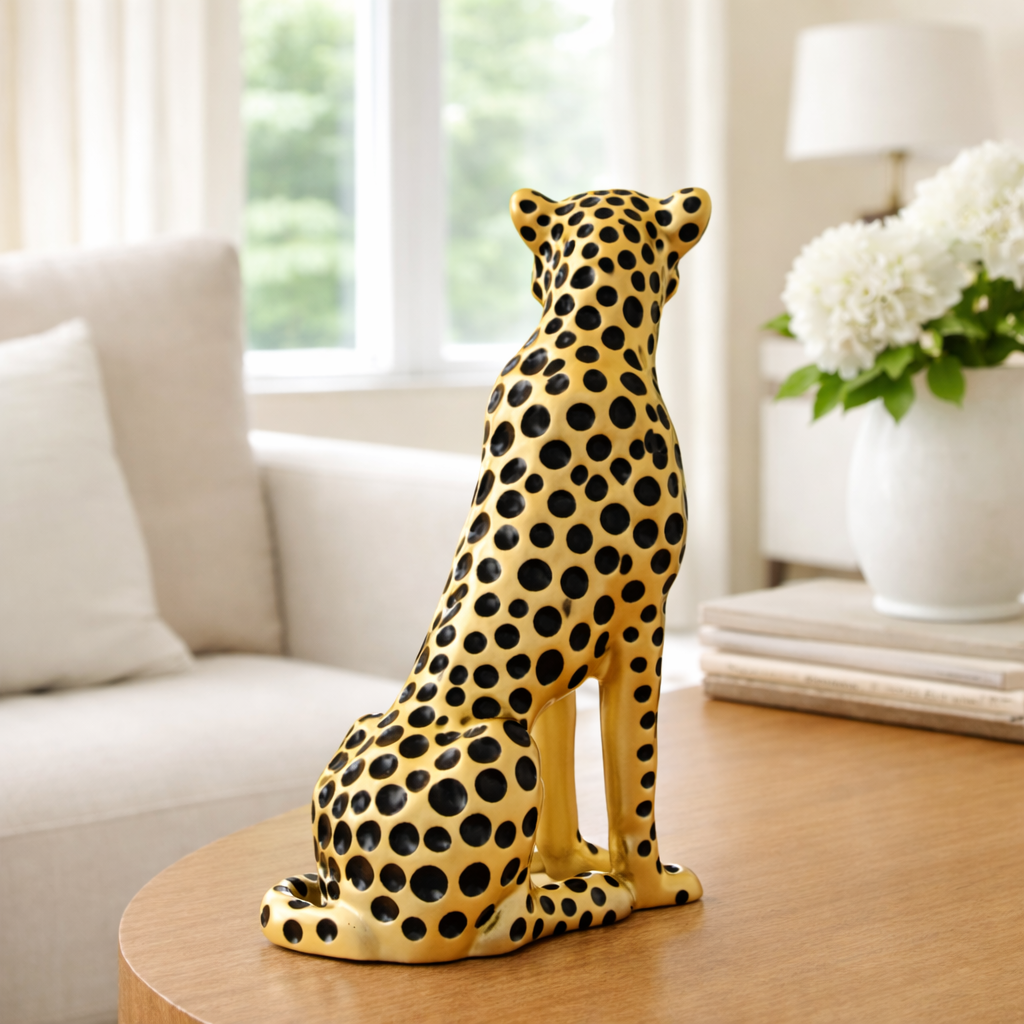 Luxury Golden Small Cheetah Statue | EnamorarDecor
