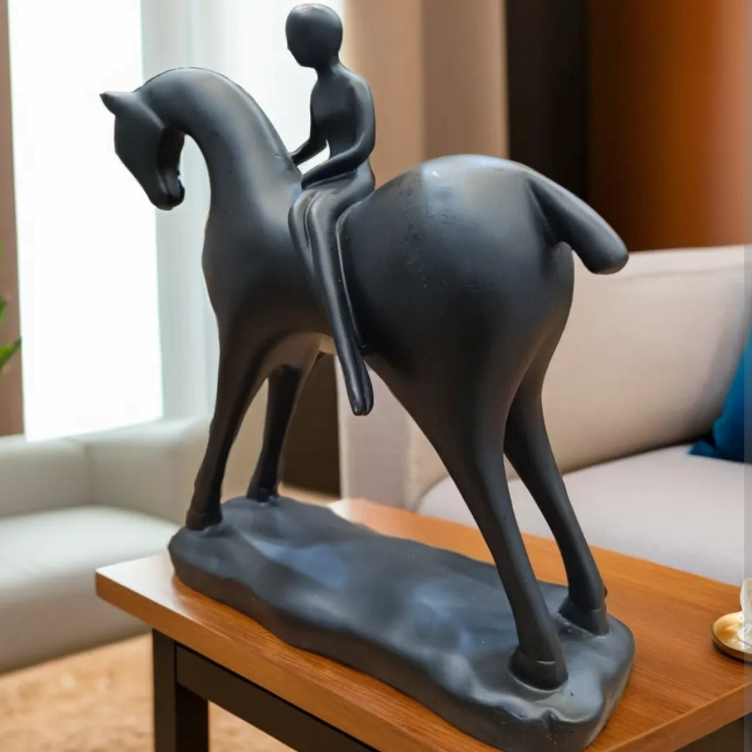 Black Horse Lady Resin Statue | EnamorarDecor