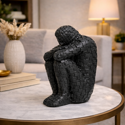 Luxury Black Mosaic Thinking Man Abstract Statue | EnamorarDecor