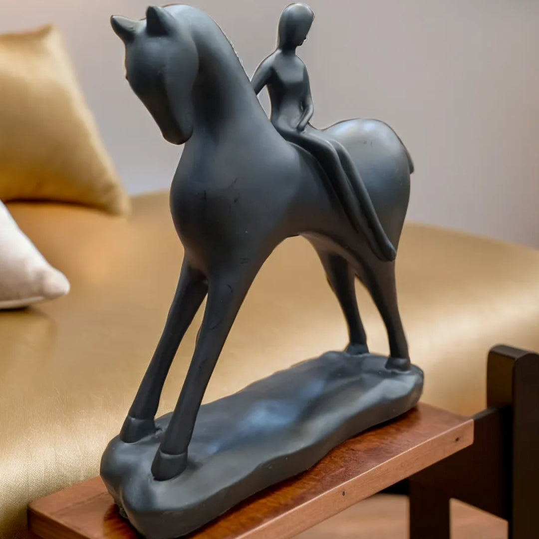 Black Horse Lady Resin Statue | EnamorarDecor