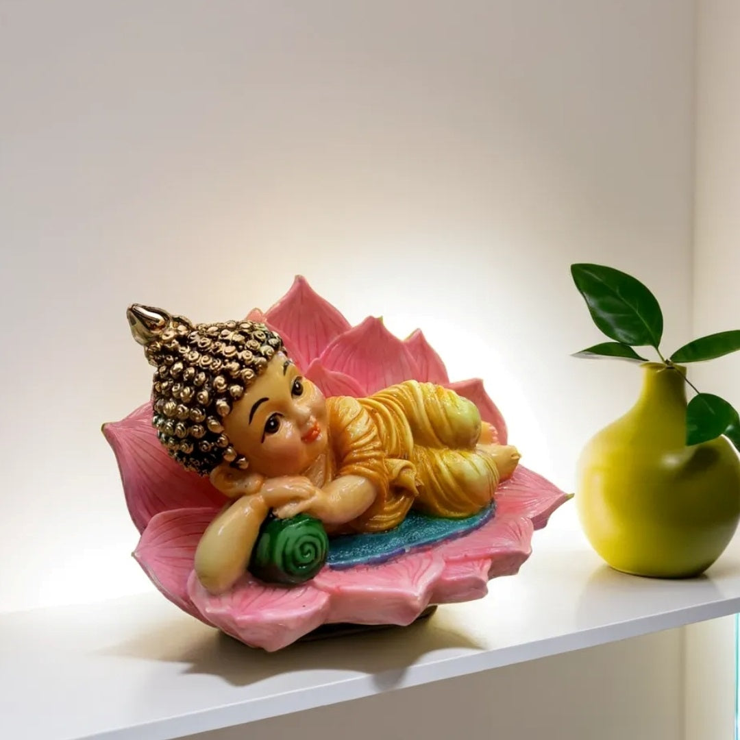 Multicolor Monk Lying on Kamal Statue | EnamorarDecor