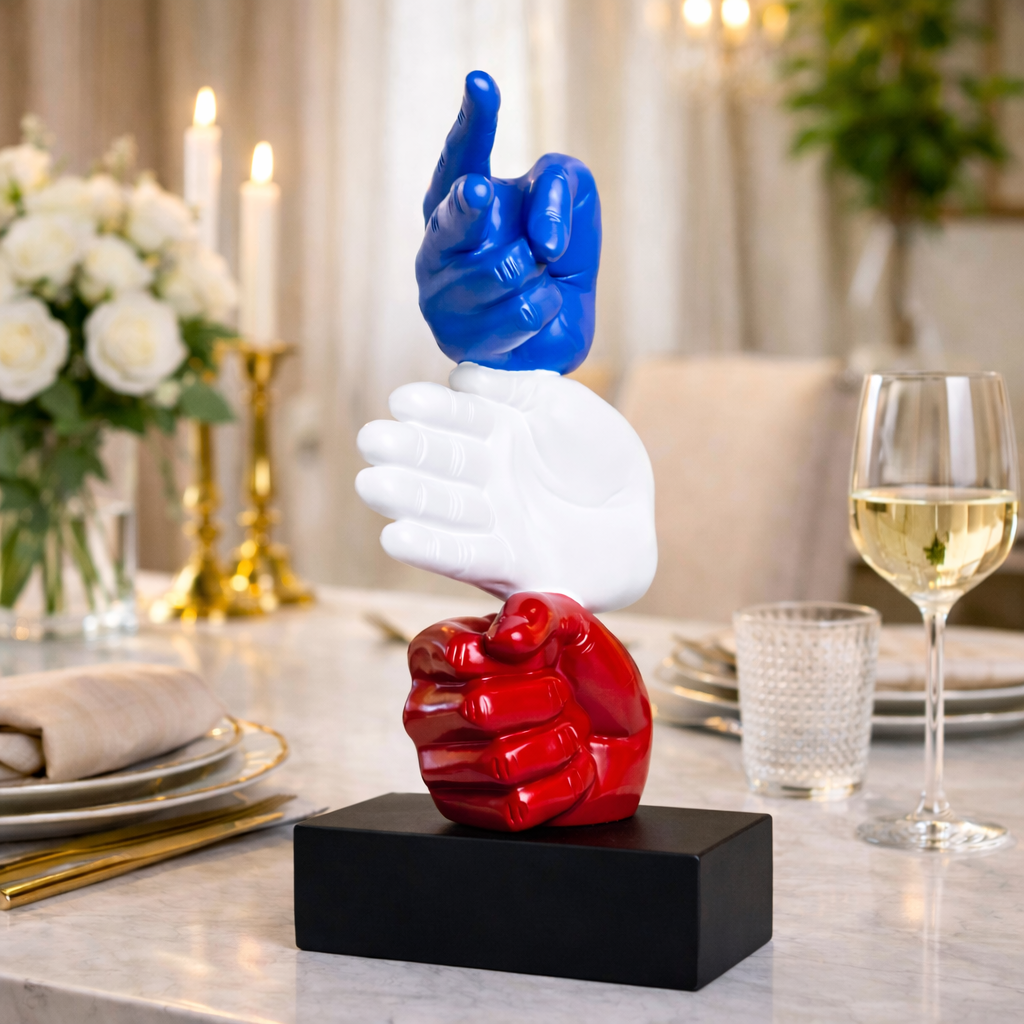 Modern Hand Gesture With Black Base Sculpture | EnamorarDecor