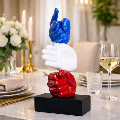 Modern Hand Gesture With Black Base Sculpture | EnamorarDecor