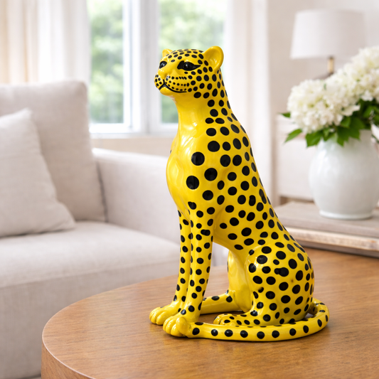 Luxury Yellow Small Cheetah Statue | EnamorarDecor