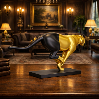 Luxury Black Leap of Life Panther Statue | EnamorarDecor