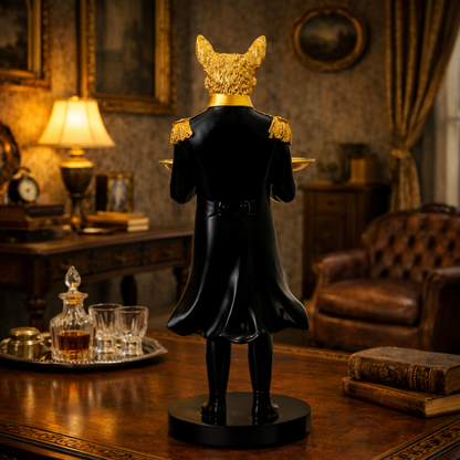 Luxury Black Wolf Decor with Tray Statue | EnamorarDecor