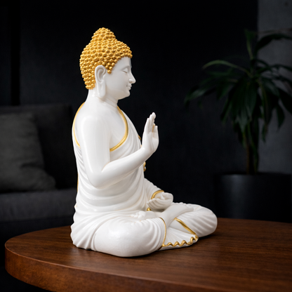 Luxury Big White & Golden Buddha Statue | EnamorarDecor