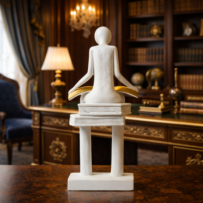 Luxury White Reading Man Book Statue | EnamorarDecor