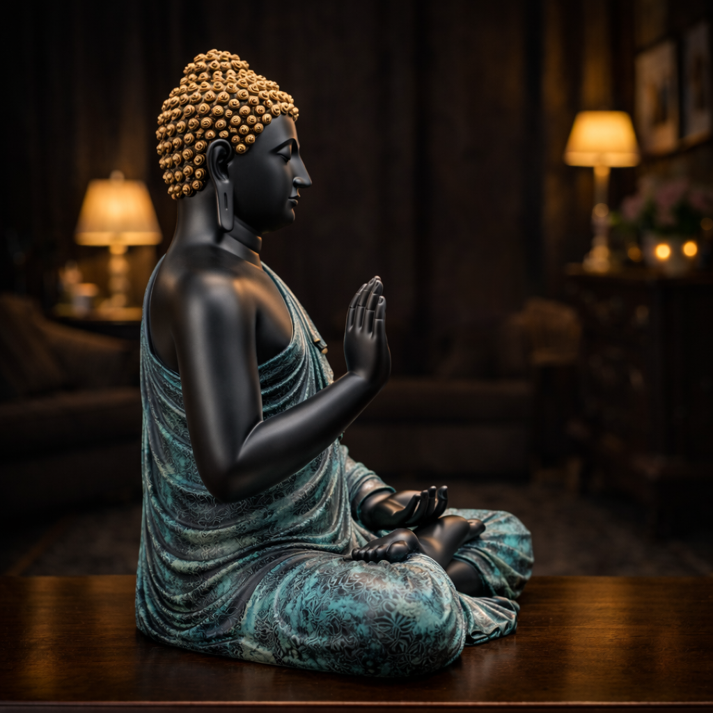 Luxury Big Black & Blue Buddha Statue | EnamorarDecor