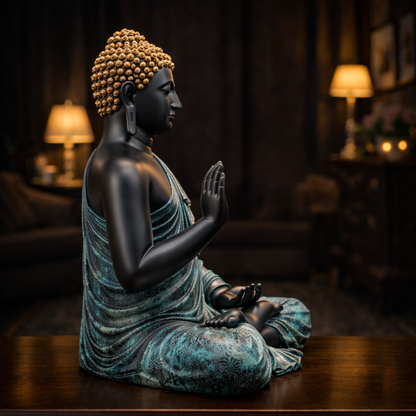 Luxury Big Black & Blue Buddha Statue | EnamorarDecor