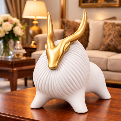 Luxury White Yak Decor Statue | EnamorarDecor