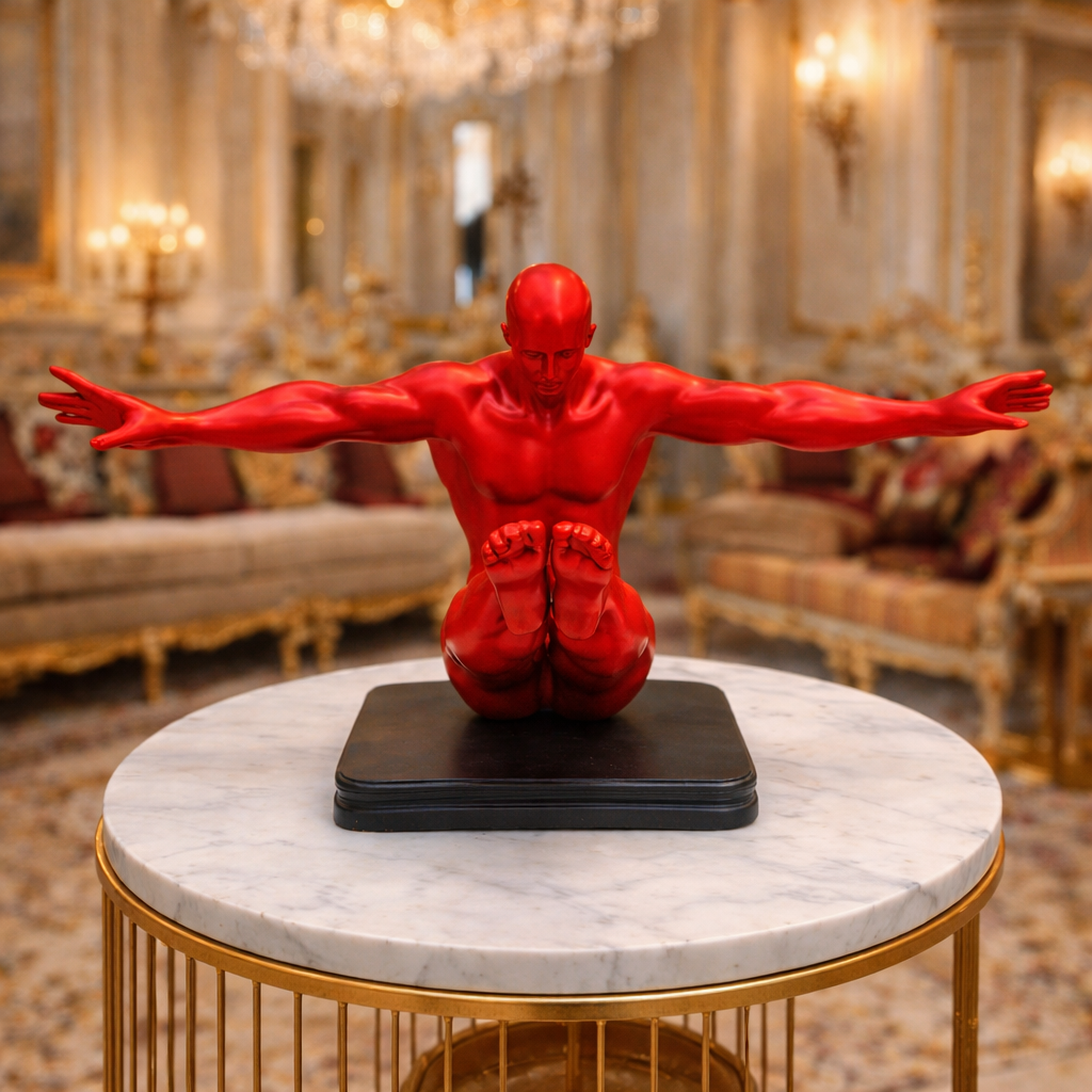 Luxury Red Sitting Gymnast Decor Sculpture | EnamorarDecor