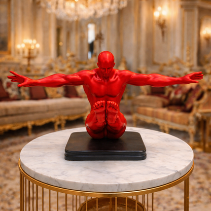 Luxury Red Sitting Gymnast Decor Sculpture | EnamorarDecor