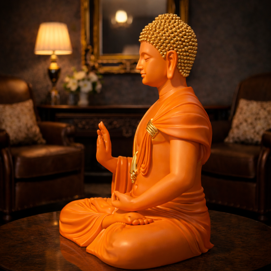 Luxury Orange Big Buddha Premium Statue | EnamorarDecor