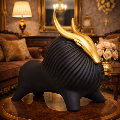Luxury Black Yak Decor Statue | EnamorarDecor